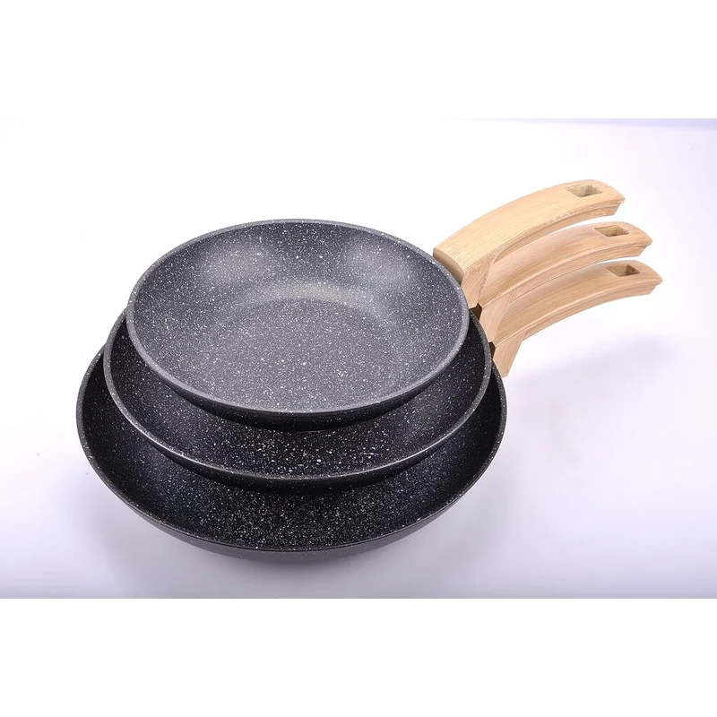 Alluflon ETNEA WOOD Set fi Padelle 20-24-28cm