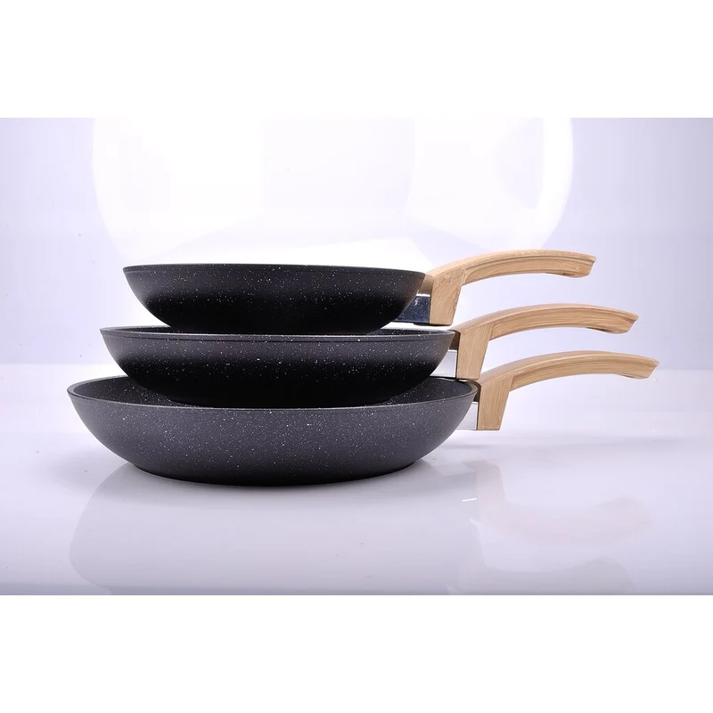 Alluflon ETNEA WOOD Set fi Padelle 20-24-28cm