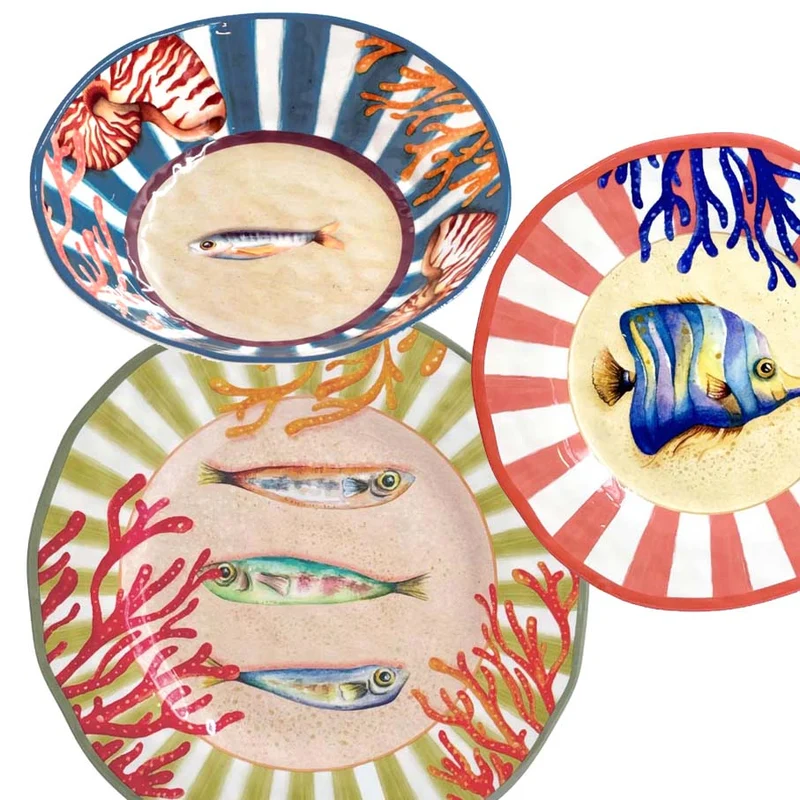 Litorale Servizio 6 posti tavola infrangibili Rose e Tulipani