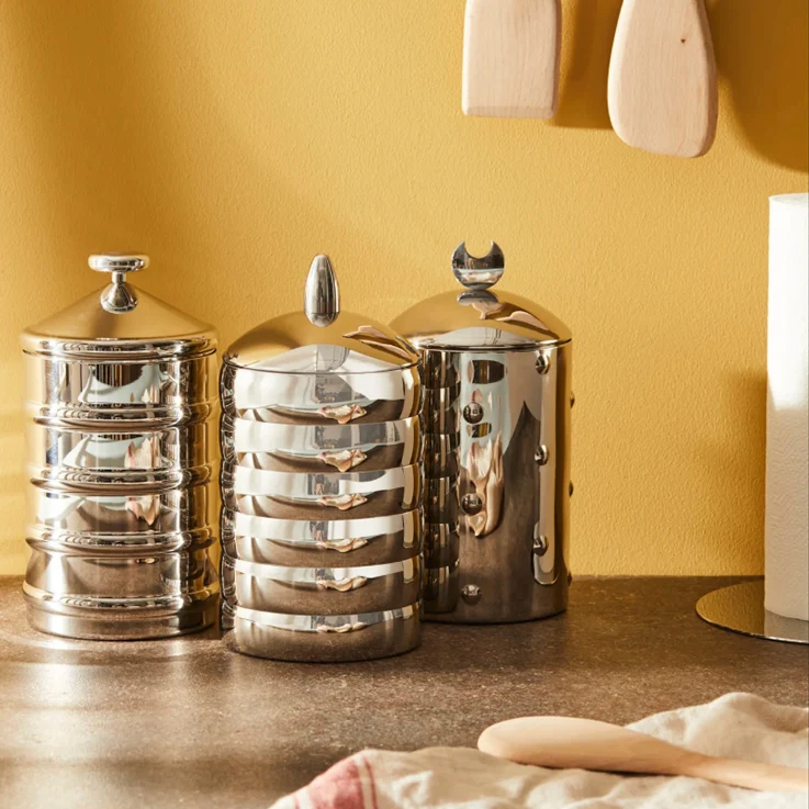 Barattoli acciaio design Kalistò Alessi