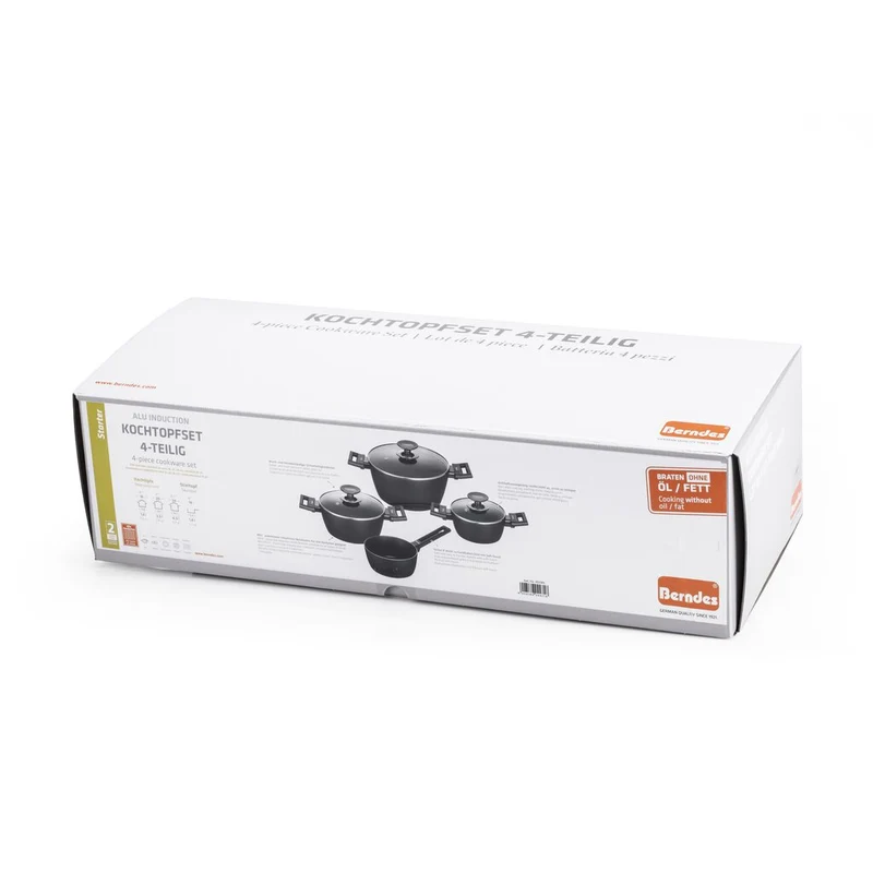 BATTERIA 4 PZ + 3 COPERCHI VETRO BERNDES ALU SPECIAL INDUCTION