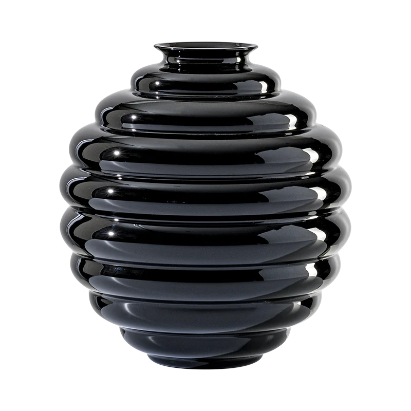 Venini Vaso Decò nero vetro di murano 707.07