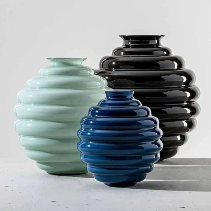 Venini Vaso Decò nero vetro di murano 707.07