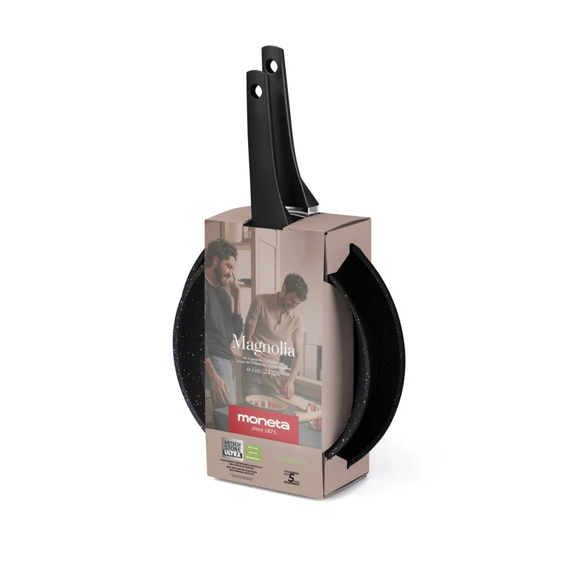 SET DI PADELLE 24 + 28CM MONETA MAGNOLIA STONE BLACK