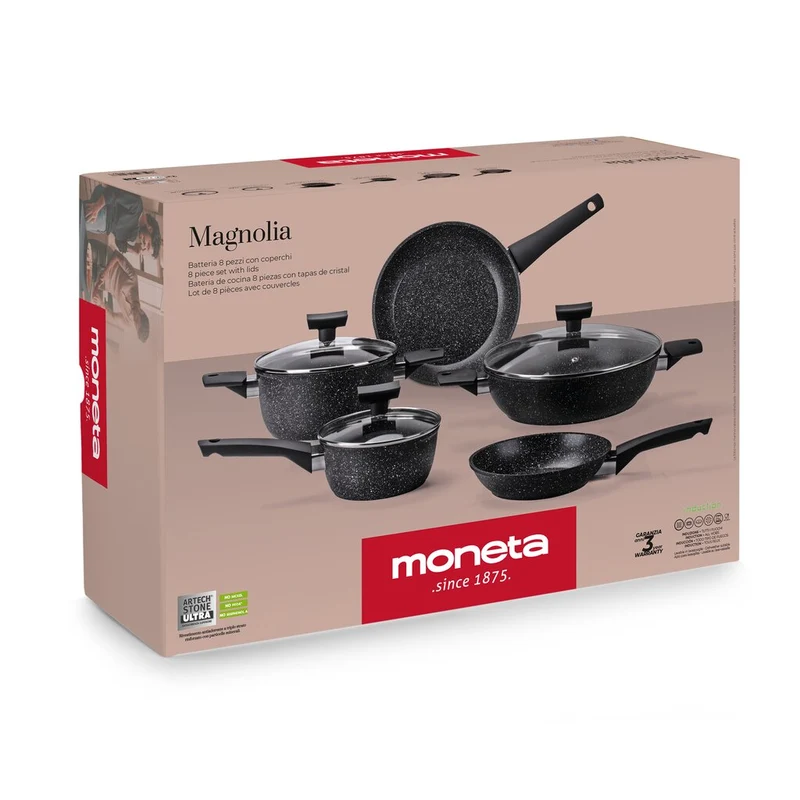 BATTERIA 8PZ MONETA MAGNOLIA STONE BLACK