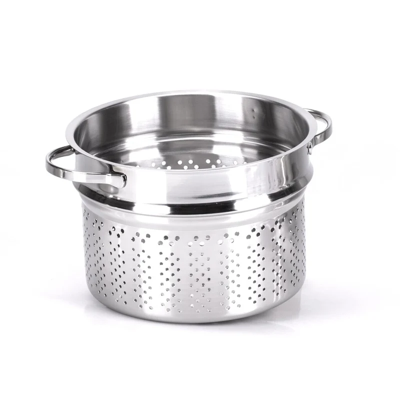 PENTOLA 24CM CON SCOLAPASTA E CESTELLO VAPORE MONETA ALLEGRO INOX