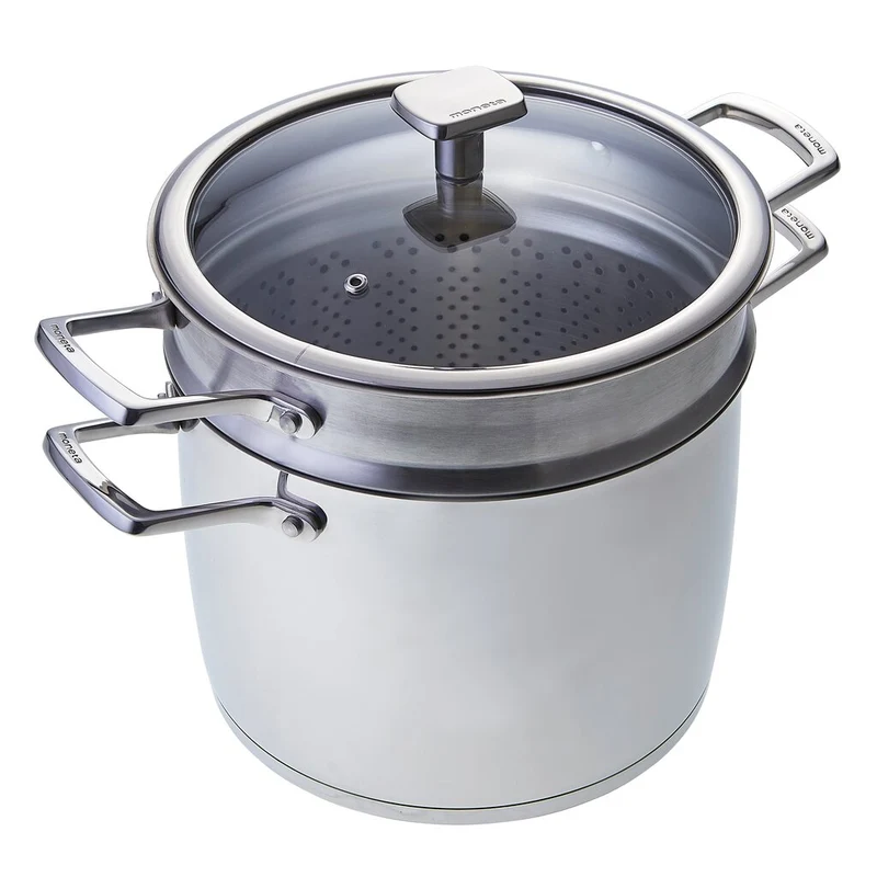 PENTOLA 24CM CON SCOLAPASTA E CESTELLO VAPORE MONETA ACCORDO INOX