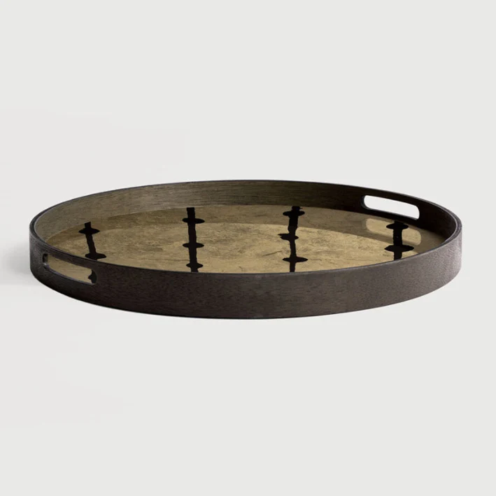 Vassoio Brown Dots vetro/legno cm 48 Ethnicraft 20418