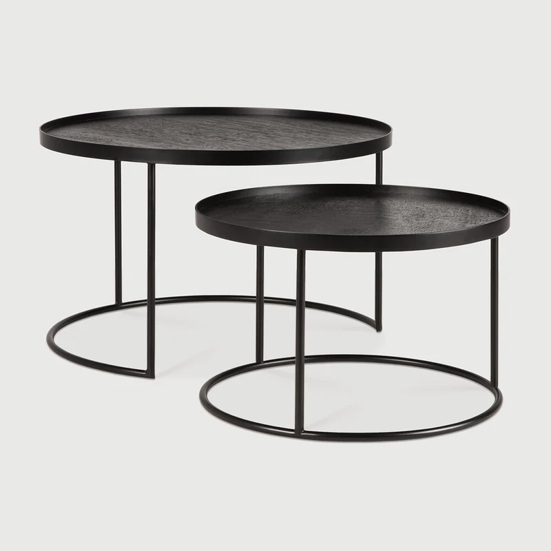 Set 2 Tavolini ferro legno altezza 38 Ethnicraft 20726