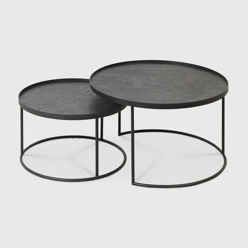 Set 2 Tavolini ferro legno altezza 38 Ethnicraft 20726