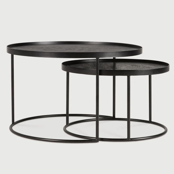 Set 2 Tavolini ferro legno altezza 38 Ethnicraft 20726
