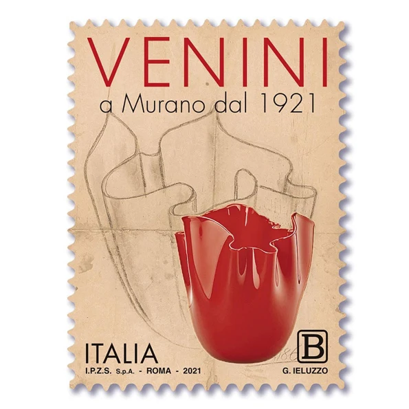 Venini Vaso Fazzoletto cm 31 rosso 700.00