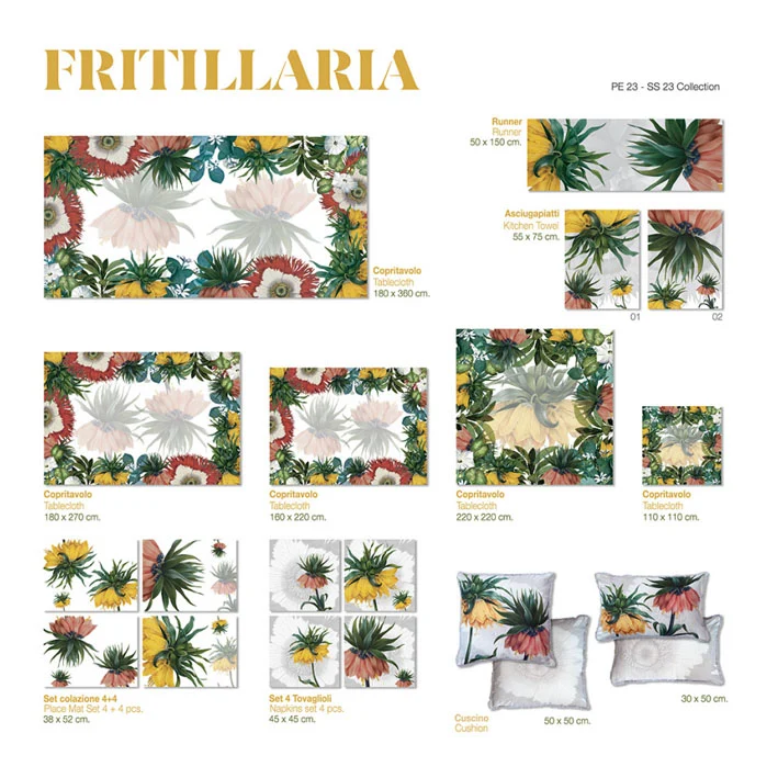Frittilaria Tovaglia 100% lino Fritillaria The Napking made in Italy