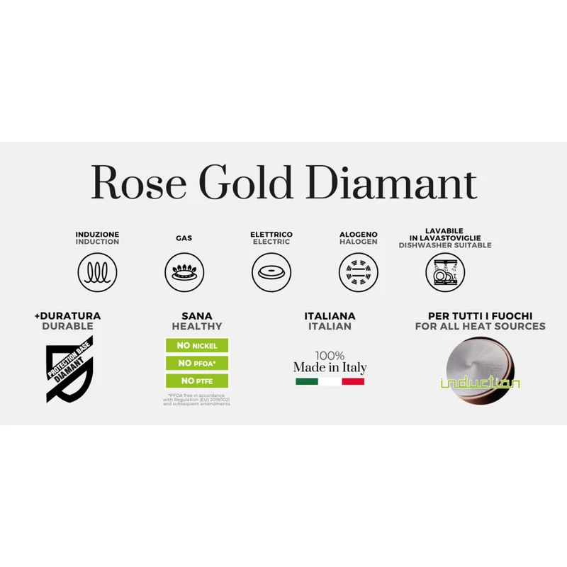 TEGAME 28CM CON COPERCHIO MONETA ROSE GOLD DIAMANT