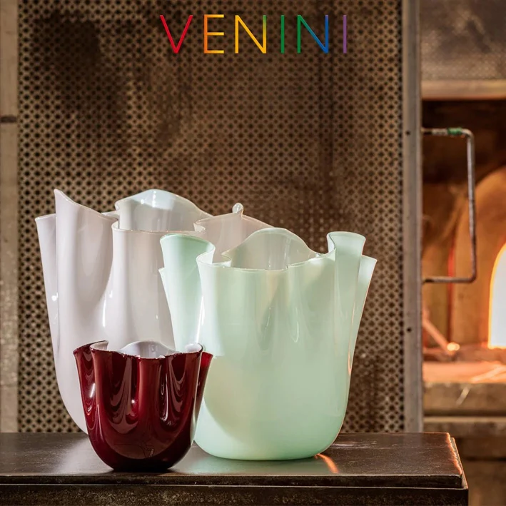 Venini vaso Fazzoletto cm 24 verde rio 700.02