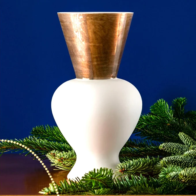 Venini Vaso Re lattimo cm 38 vetro di murano