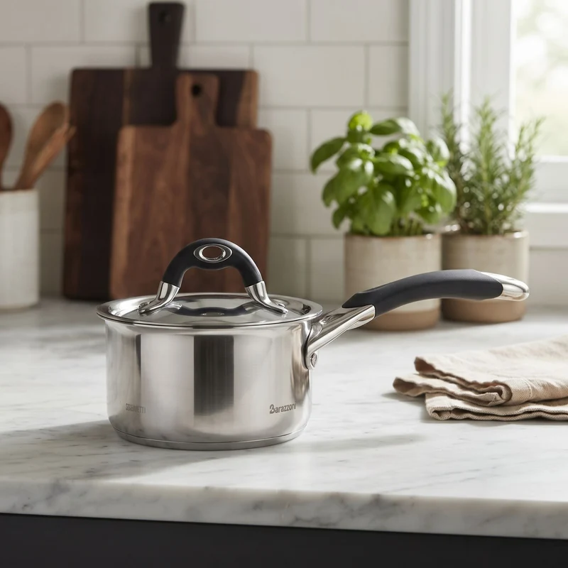Casseruola Manico Lungo Linea Avorio Con Coperchio 18 cm