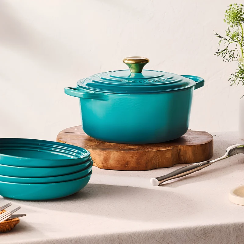 Cocotte rotonda Evolution in ghisa vetrificata 22 cm Bleu Riviera