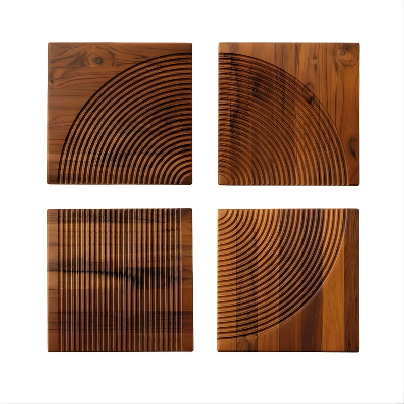 Tagliere Set 4 Pezzi Legno Teak 28 cm