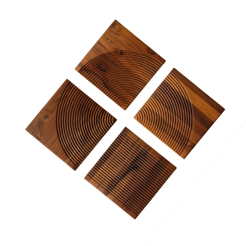 Tagliere Set 4 Pezzi Legno Teak 28 cm