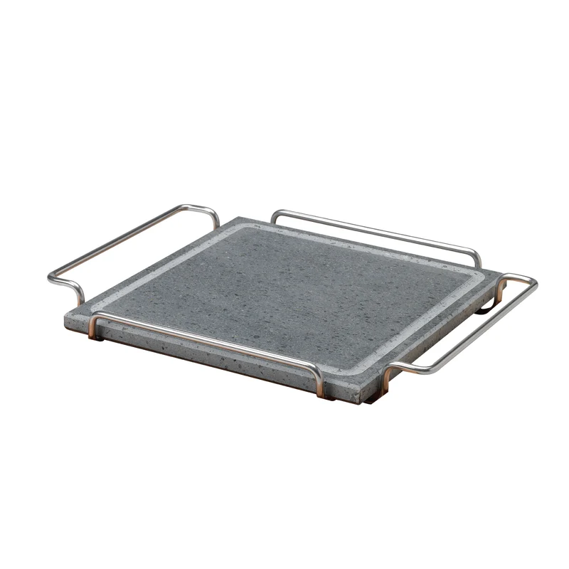 Pietra quadrata cm 25 x 25 c/supporto acciaio inox 18/10