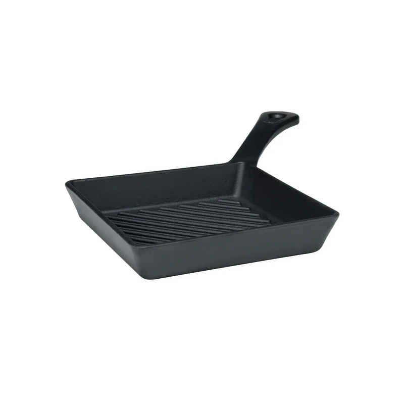 Set 4 Mini griglia cm 16x16 - manico in ghisa - matt black
