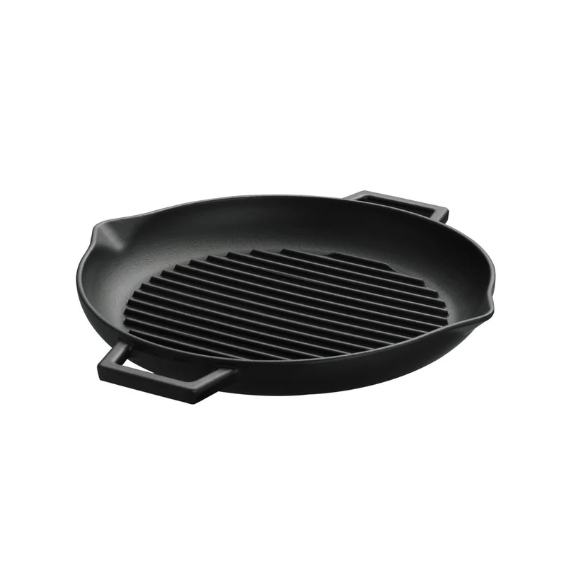 Griglia tonda cm 30 - 2 maniglie in ghisa - matt black