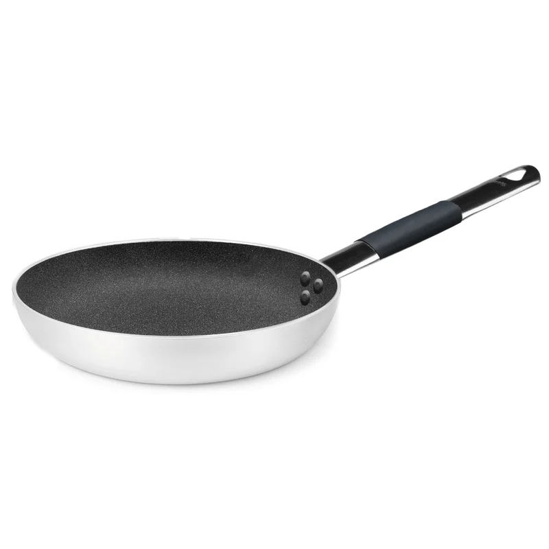 Padella svasata bassa in alluminio antiaderente - shark skin - con un manico tubolare inox cm. 32