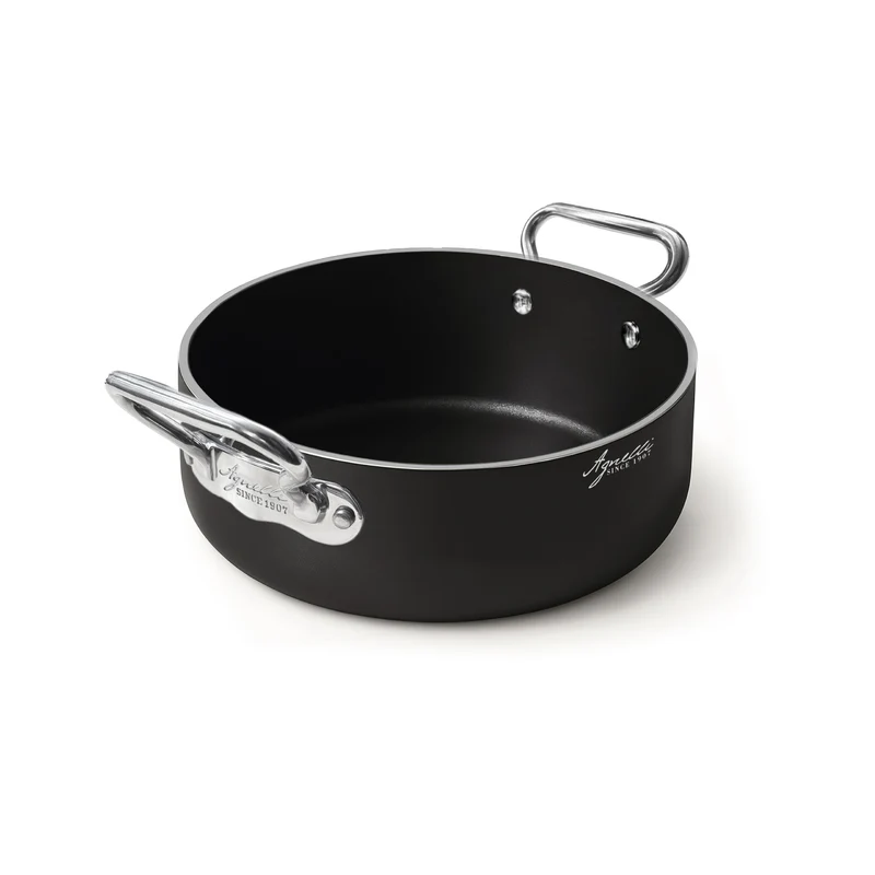 Casseruola bassa in alluminio alblack induzione con due maniglie inox cm. 28