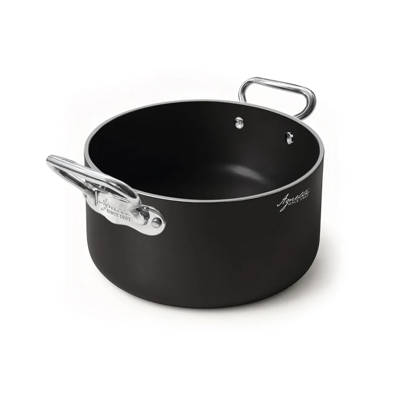 Casseruola alta in alluminio alblack induzione con due maniglie inox cm. 24