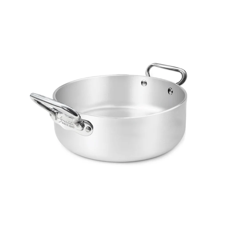 Casseruola bassa in alluminio induzione con due maniglie inox cm. 32