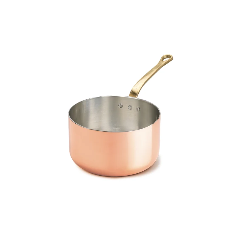 Casseruola alta in rame liscio stagnato a mano cm 24