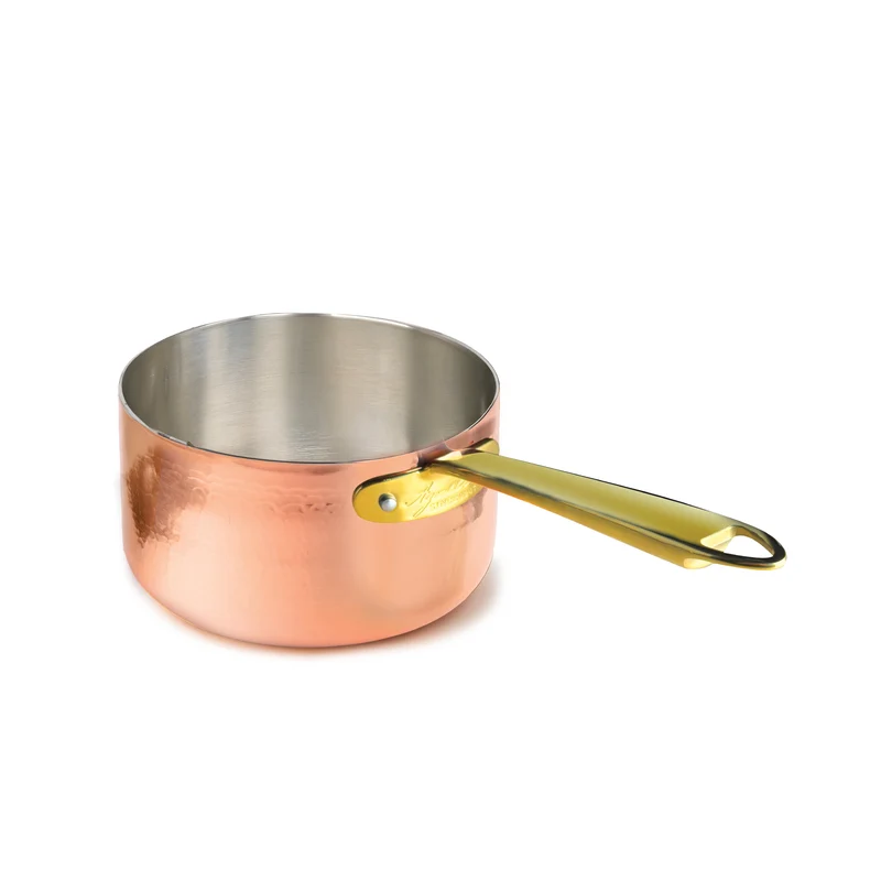 Casseruola Alta in rame martellato stagnato a mano cm 16