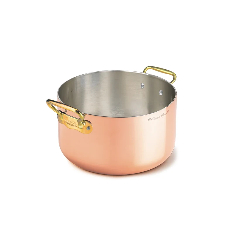 Casseruola Alta in rame liscio stagnato a mano cm 40