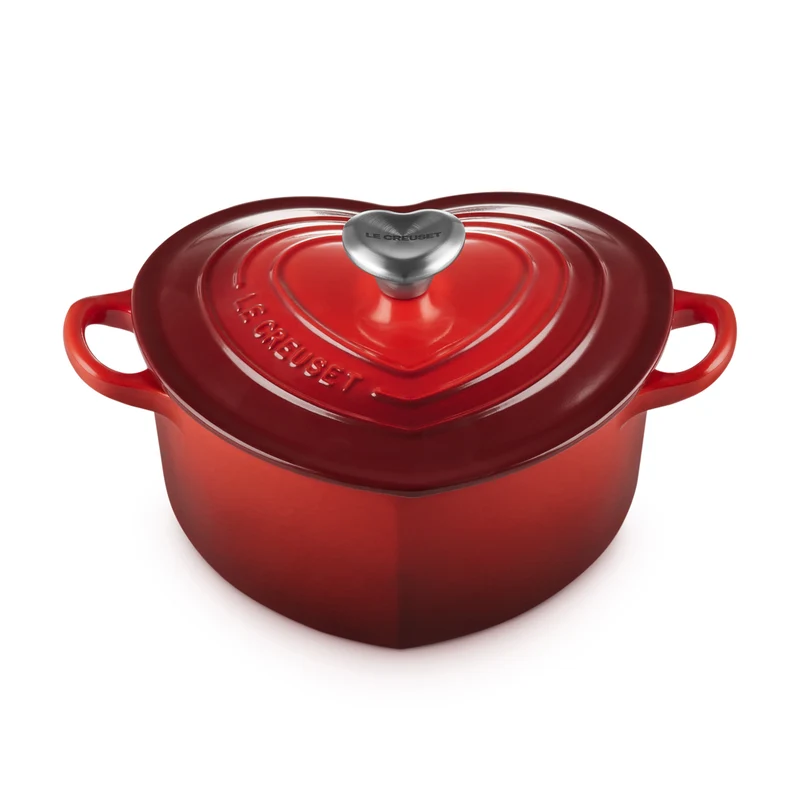 Cocotte a cuore in ghisa vetrificata con pomello a cuore 20 Ciliegia
