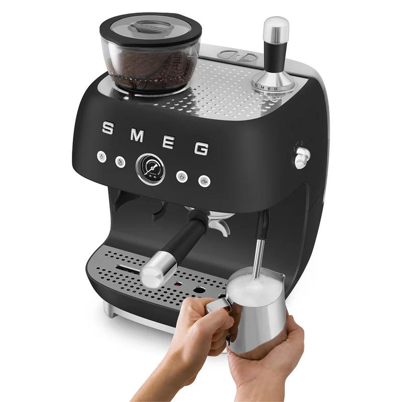 Macchina per caffè espresso manuale con macinacaffè Nero Opaco Plug EU