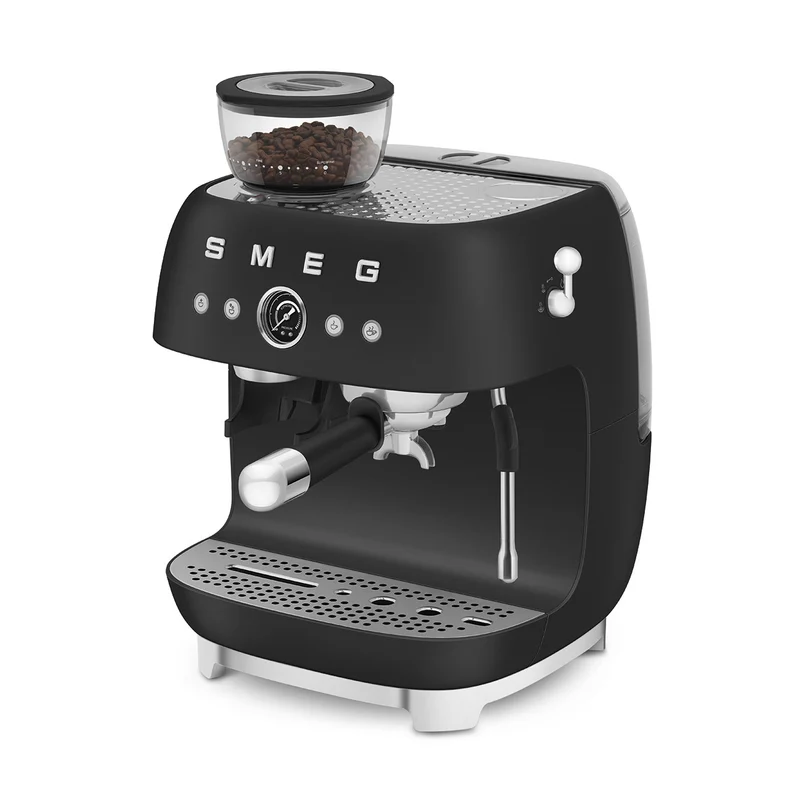 Macchina per caffè espresso manuale con macinacaffè Nero Opaco Plug EU