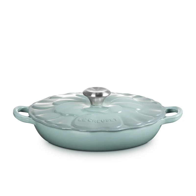 Tegame basso con coperchio a fiore in ghisa vetrificata 26 cm