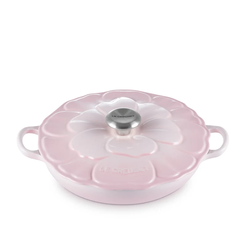 Tegame basso con coperchio a fiore in ghisa vetrificata 26 cm