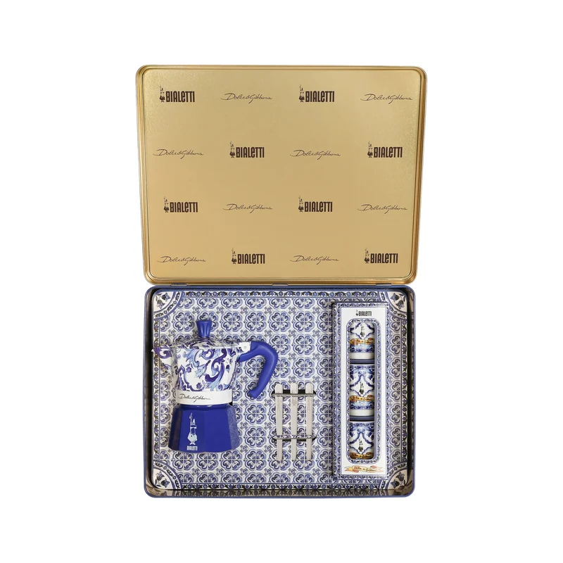 Set Moka 3 tazze 3 bicchierini e 3 palette Blu Mediterraneo