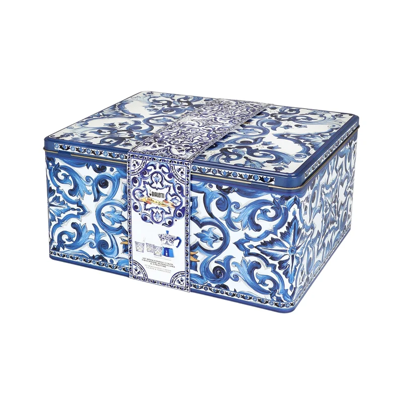 Set Moka 3 tazze 3 bicchierini e 3 palette Blu Mediterraneo