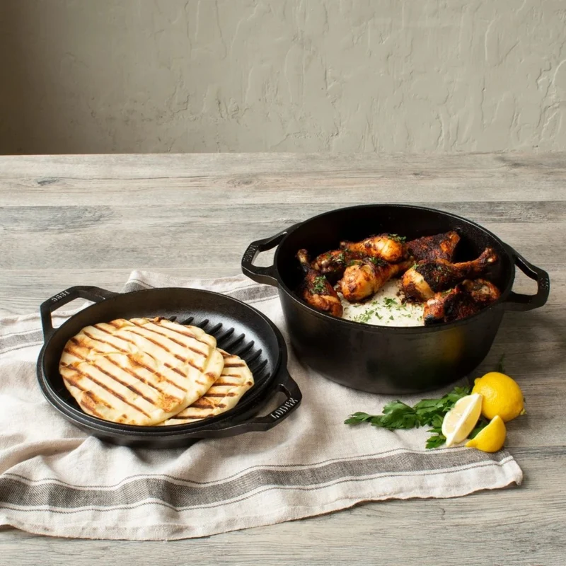 Juego de cacerola con tapa grill multifunción de hierro Lodge