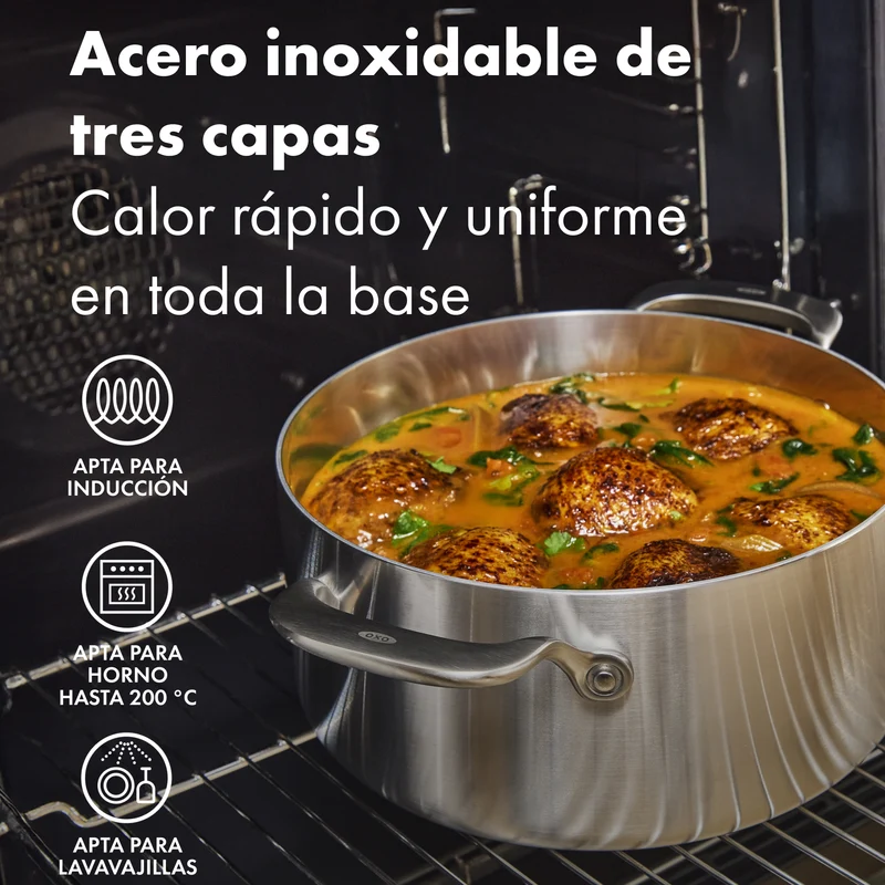 Cacerola con tapa 3PLY de acero inoxidable Mira OXO