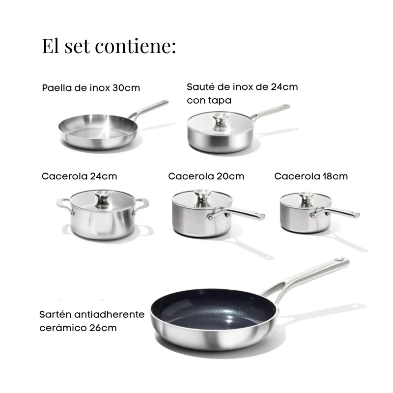 Batería de cocina de acero inoxidable 3PLY Mira OXO