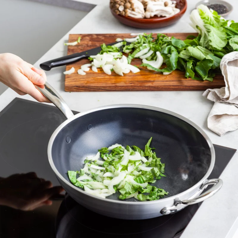 Wok cerámico con exterior de acero inoxidable Premiere GreenPan