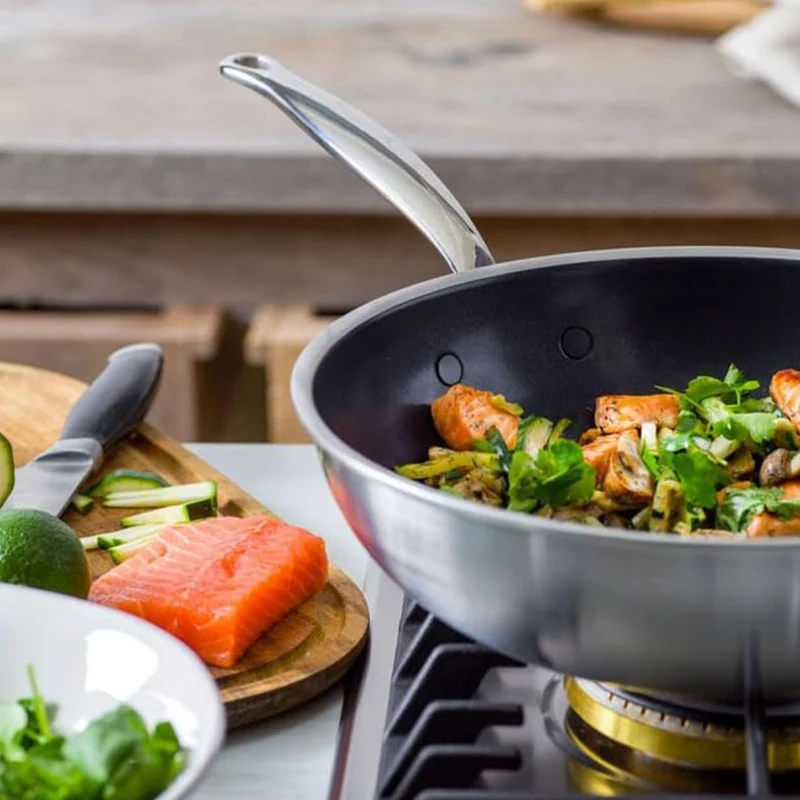 Wok cerámico con exterior de acero inoxidable Premiere GreenPan