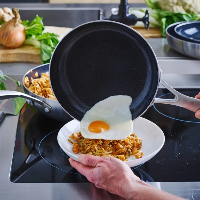 Set de 2 sartenes cerámicas con exterior de acero inoxidable Geneva GreenPan