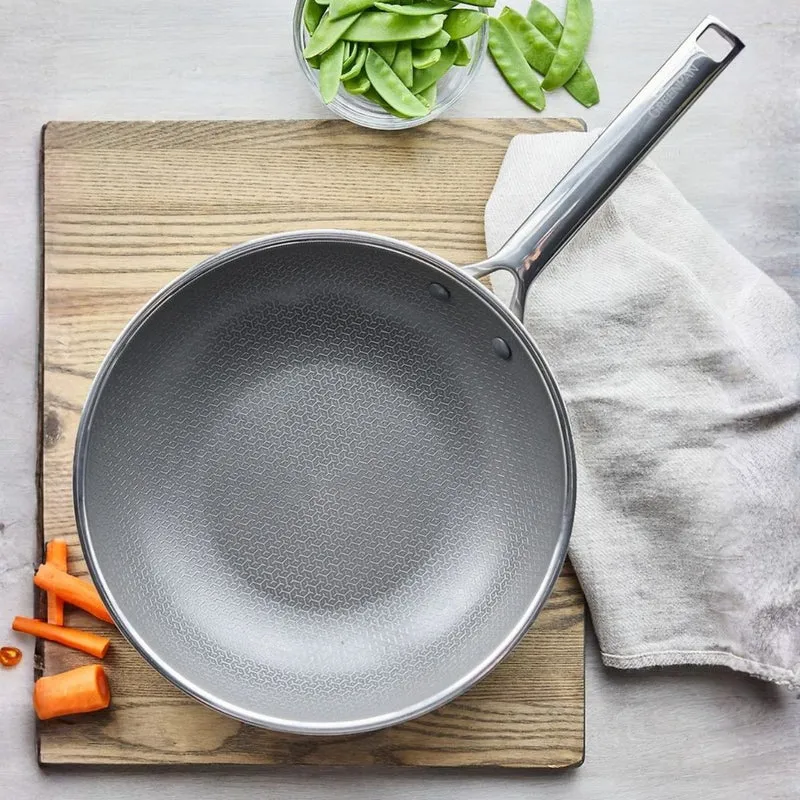 Wok cerámico de acero inoxidable tricapa con fondo de nido de abeja Apex GreenPan