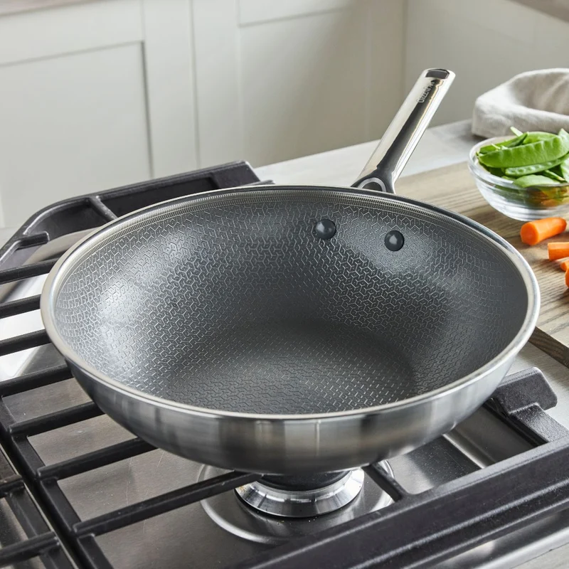 Wok cerámico de acero inoxidable tricapa con fondo de nido de abeja Apex GreenPan