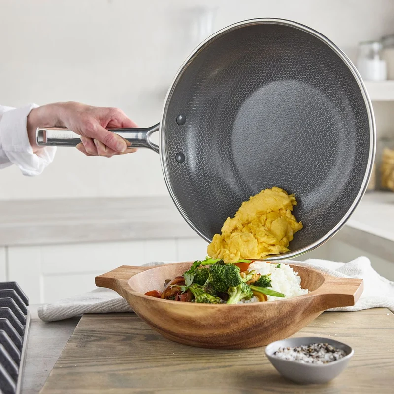 Wok cerámico de acero inoxidable tricapa con fondo de nido de abeja Apex GreenPan